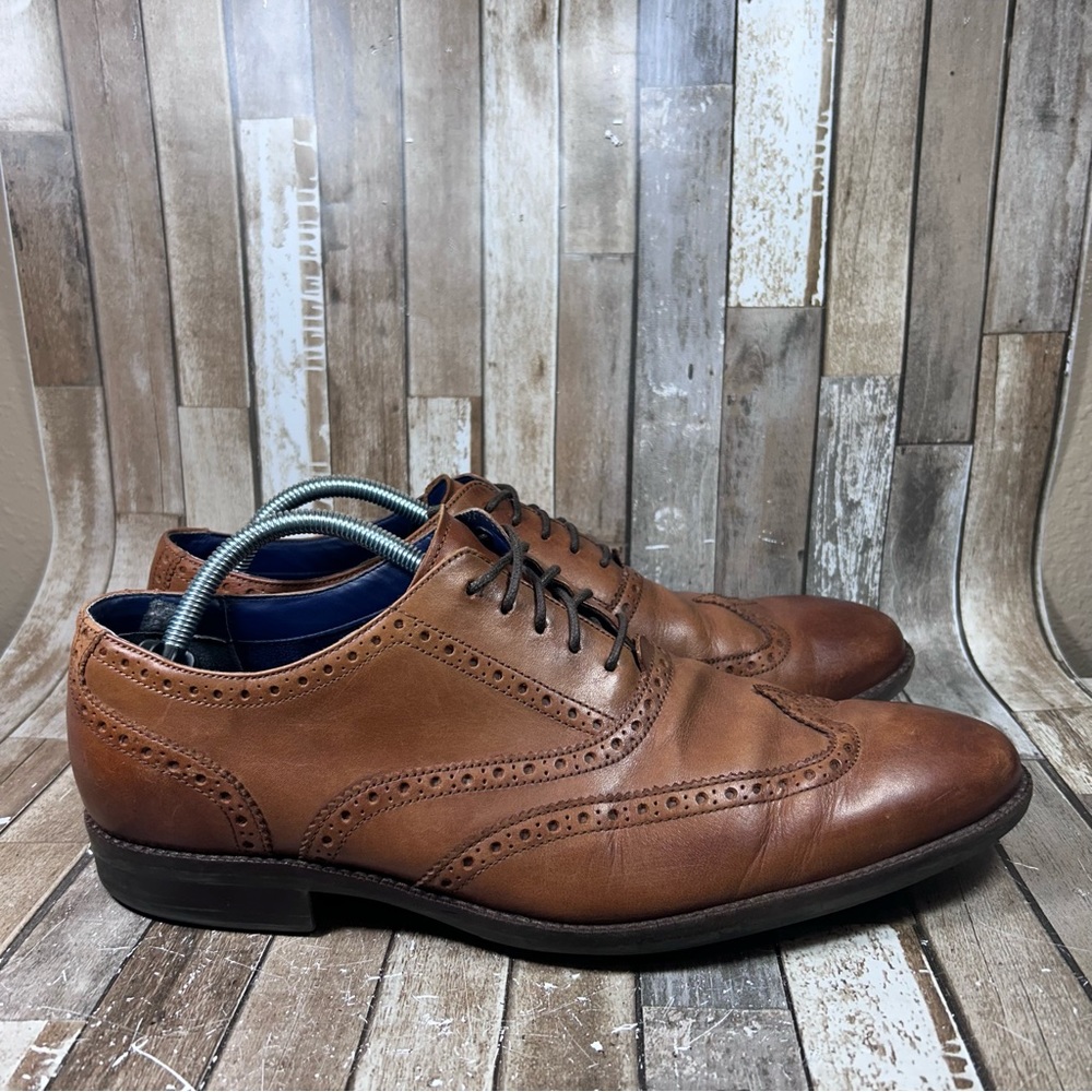 Cole Haan Wayne Wingtip Shoes Men 11.5 M Brown Oxford Lace Up Dress British Tan